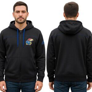 Adidas University of Kansas Jayhawks Men's Hoodie Black Zip-Up XL